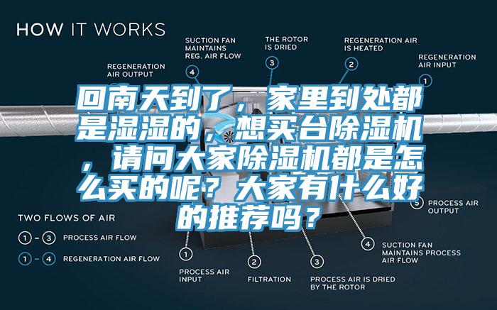 回南天到了，家里到處都是濕濕的，想買臺除濕機(jī)，請問大家除濕機(jī)都是怎么買的呢？大家有什么好的推薦嗎？